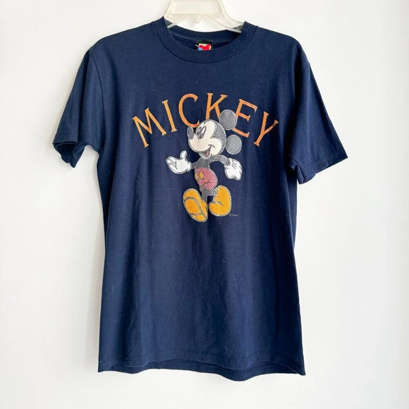 Vintage Mickey Unlimited Textured Mickey Mouse Graphic navy  Blue T shirt M - Picture 8 of 8